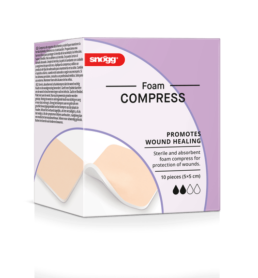 Snögg Foam Compress 5 cm x 5 cm, Wundauflage, steril und saugstrak