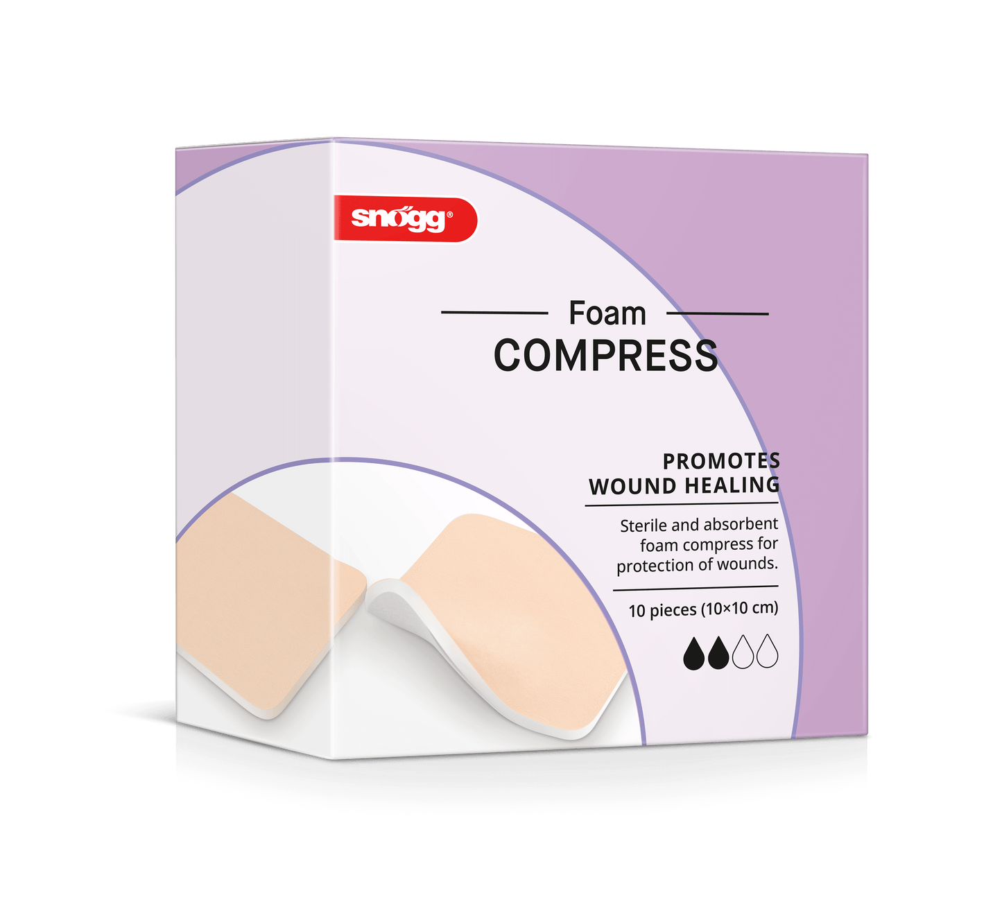 Snögg Foam Compress 10 cm x 10 cm , Wundauflage, 10 Stück pro Packung