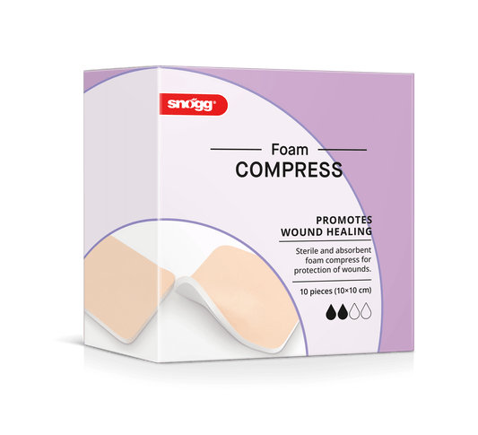 Snögg Foam Compress 10 cm x 10 cm , Wundauflage, 10 Stück pro Packung
